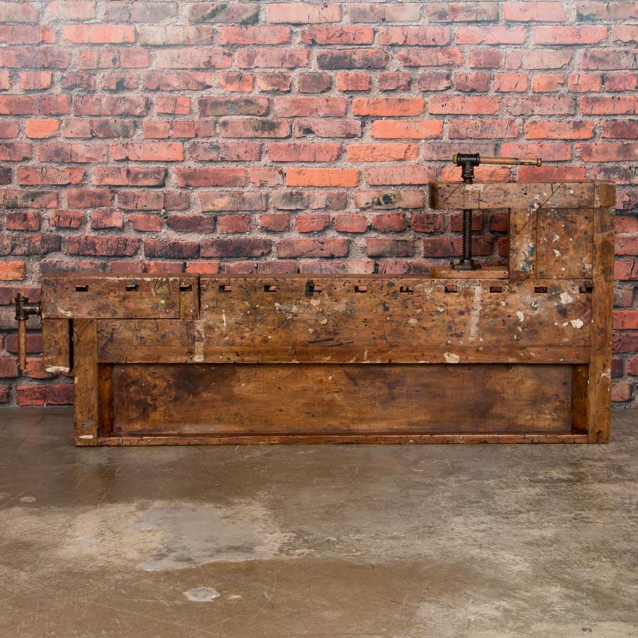 Antique Industrial Carpenter's Workbench / Console Table 2