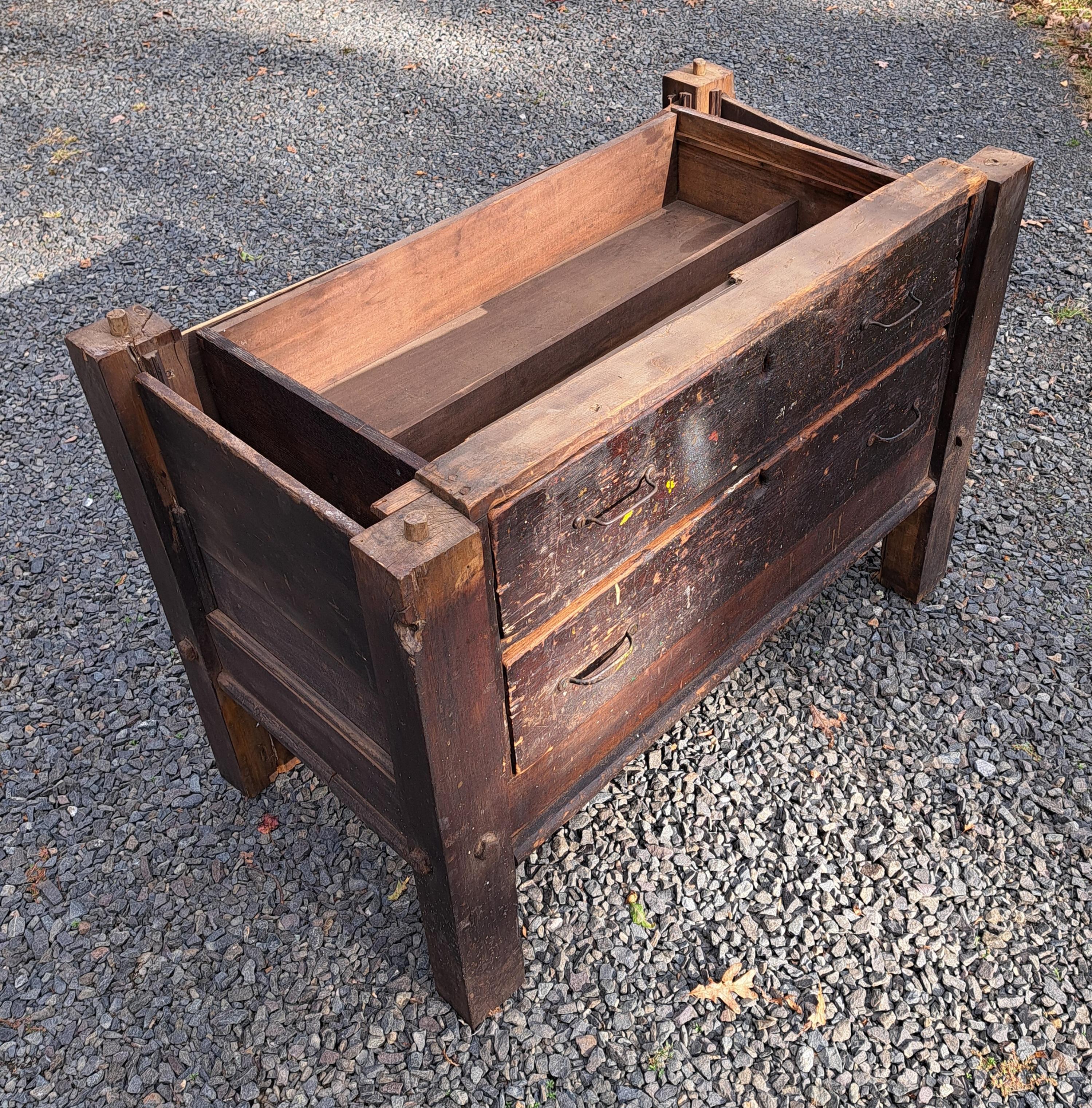 Etabli de menuisier industriel ancien Console d'îlot de cuisine en vente 3