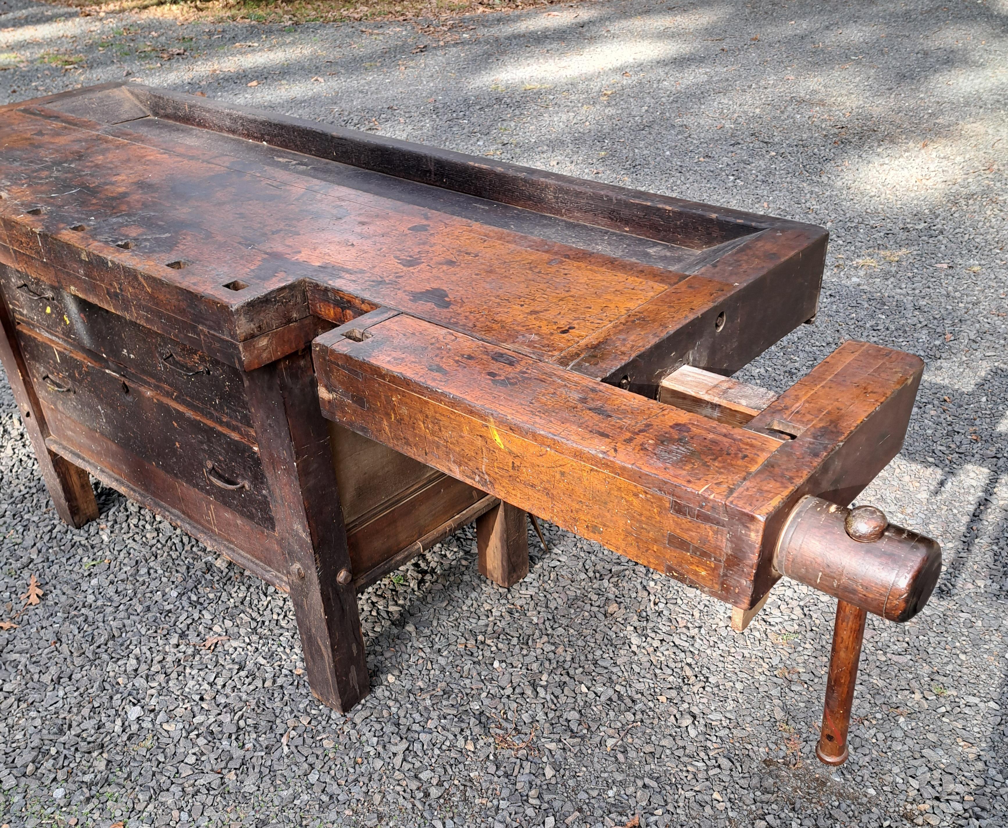 Américain Etabli de menuisier industriel ancien Console d'îlot de cuisine en vente