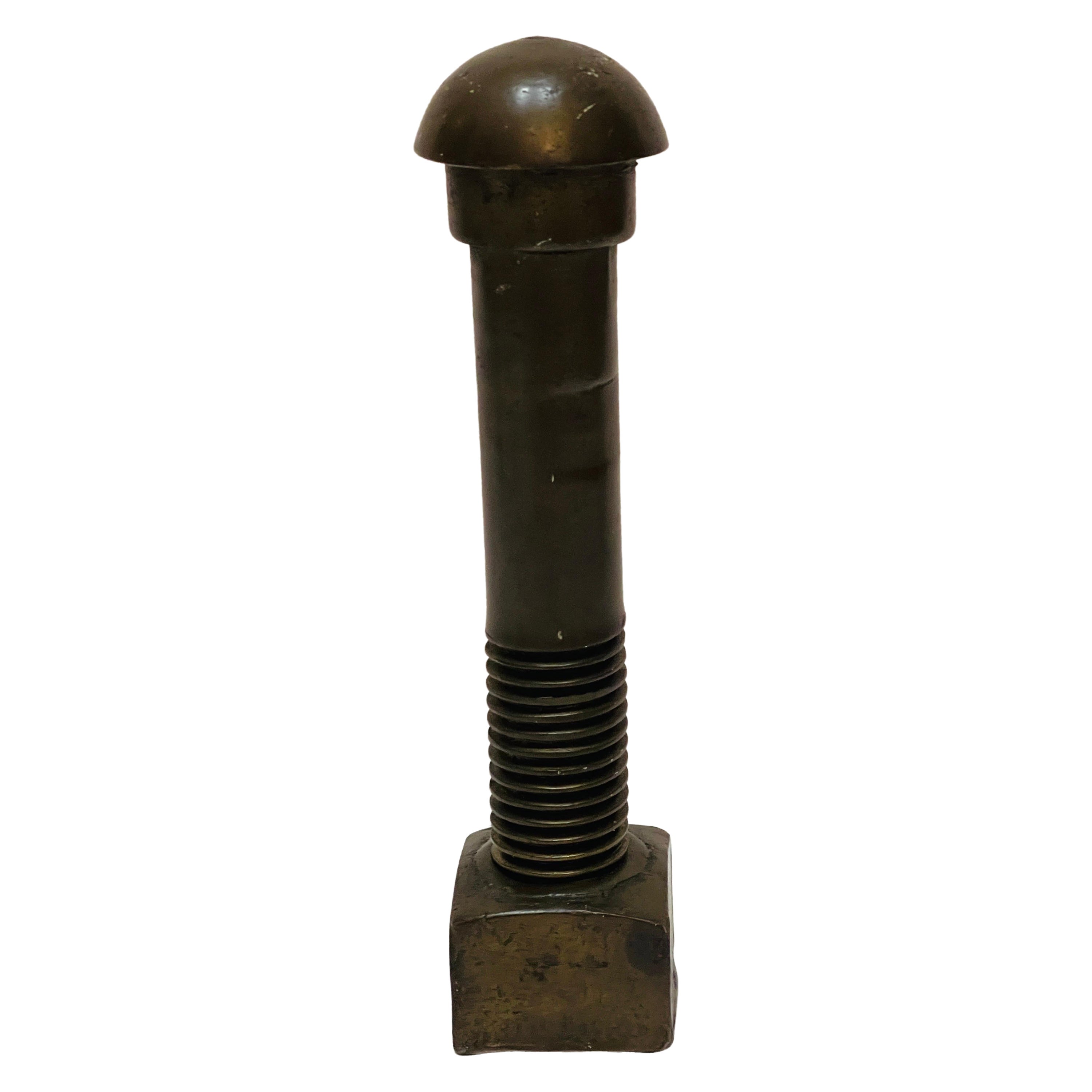 Bolt industriel ancien en bronze coulé avec un nu du pont de Brooklyn
