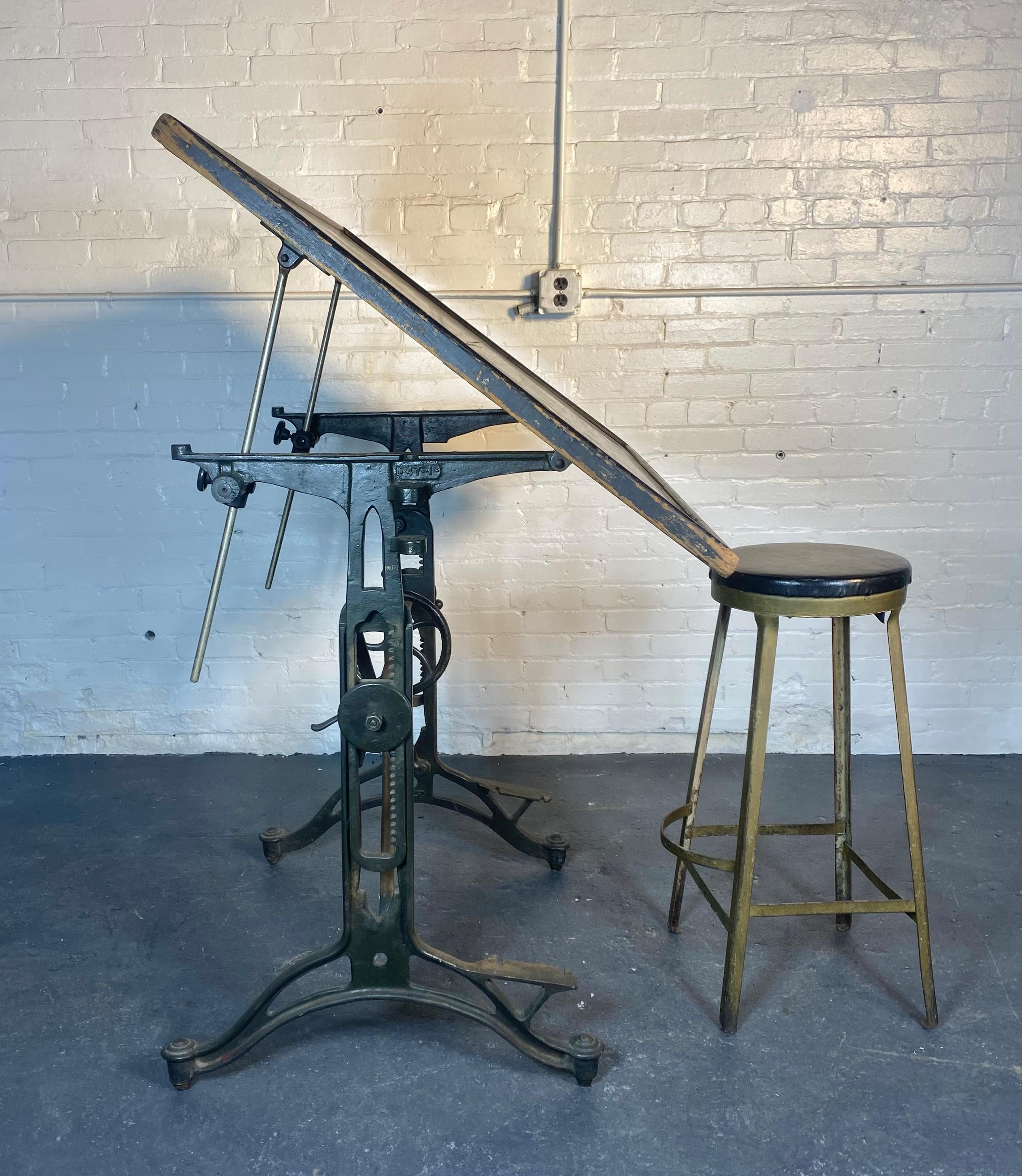 Antique Industrial Cast Iron Drafting / Drawing Table by Keuffel and Esser Co. 1 For Sale 1