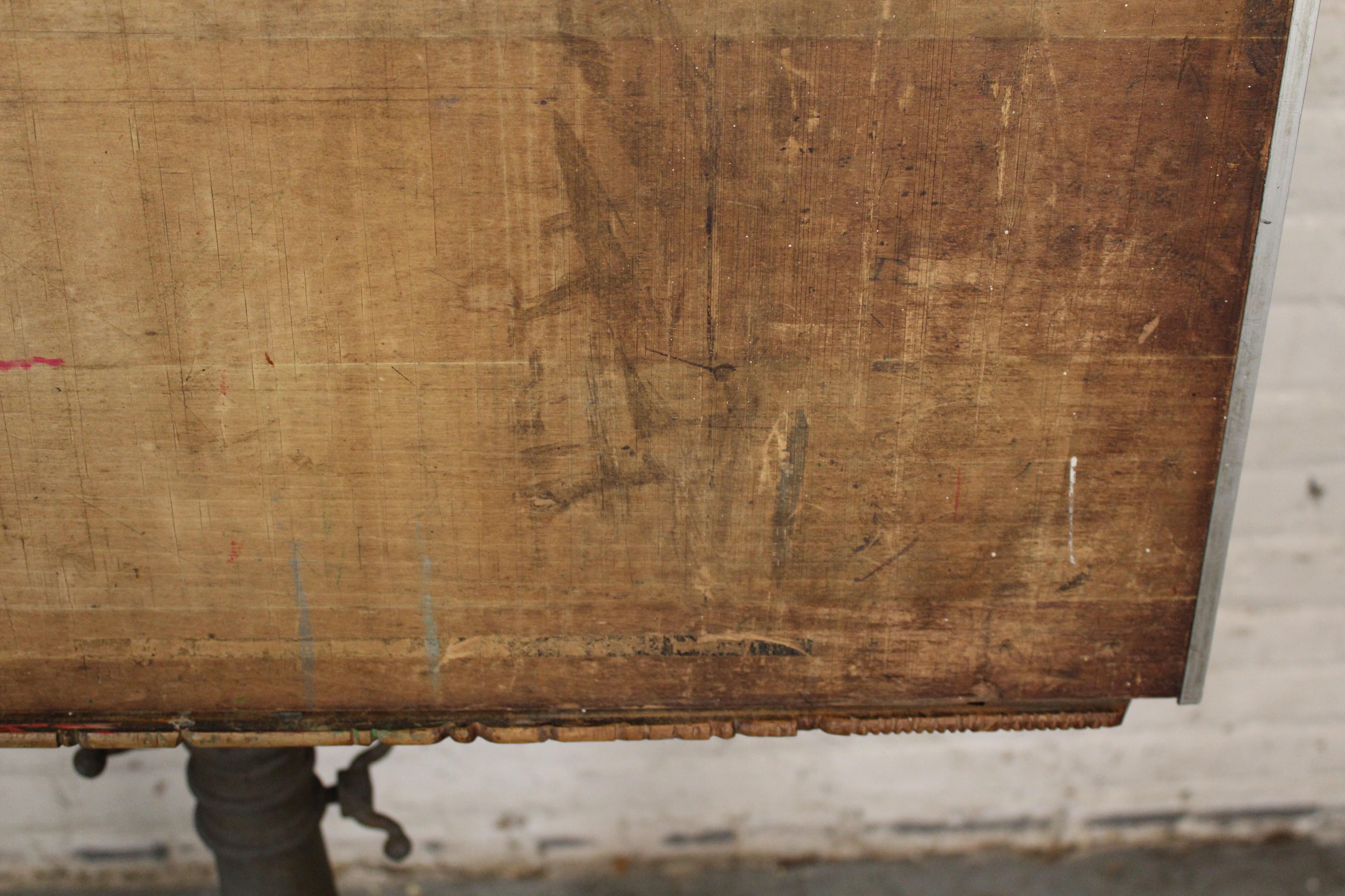 Antique Industrial Cast Iron Drafting Table For Sale 7