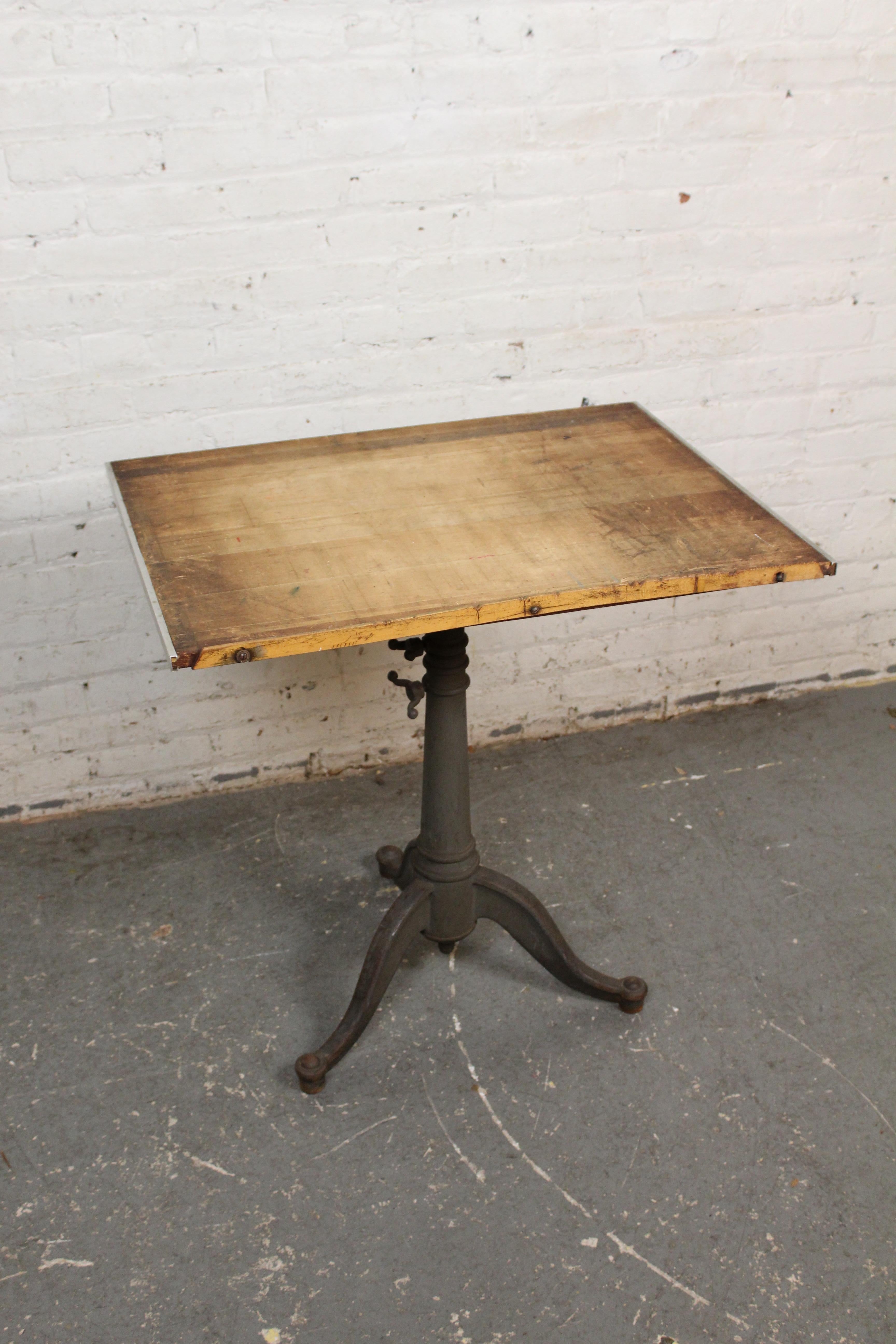 Antique Industrial Cast Iron Drafting Table For Sale 10