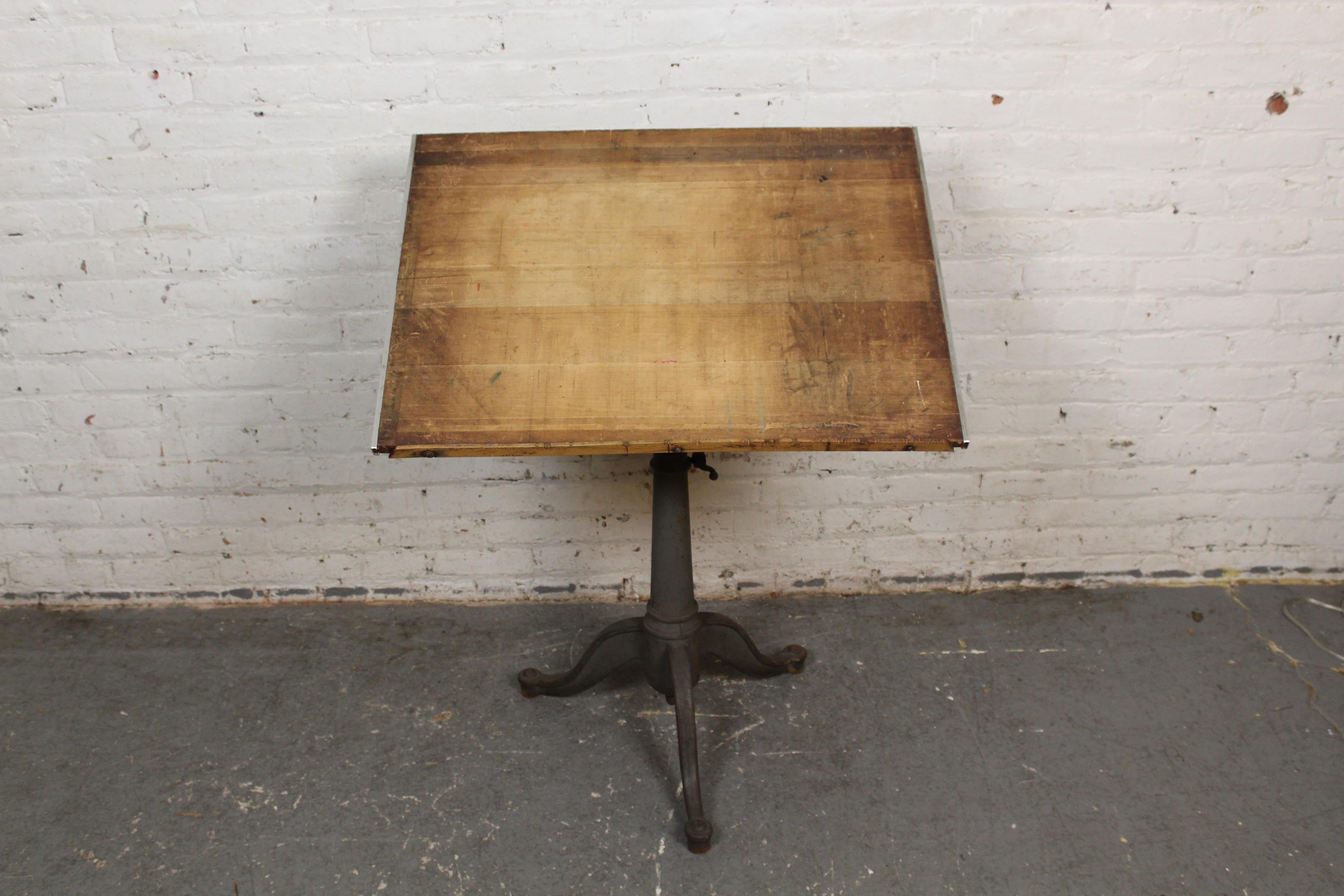 American Antique Industrial Cast Iron Drafting Table For Sale