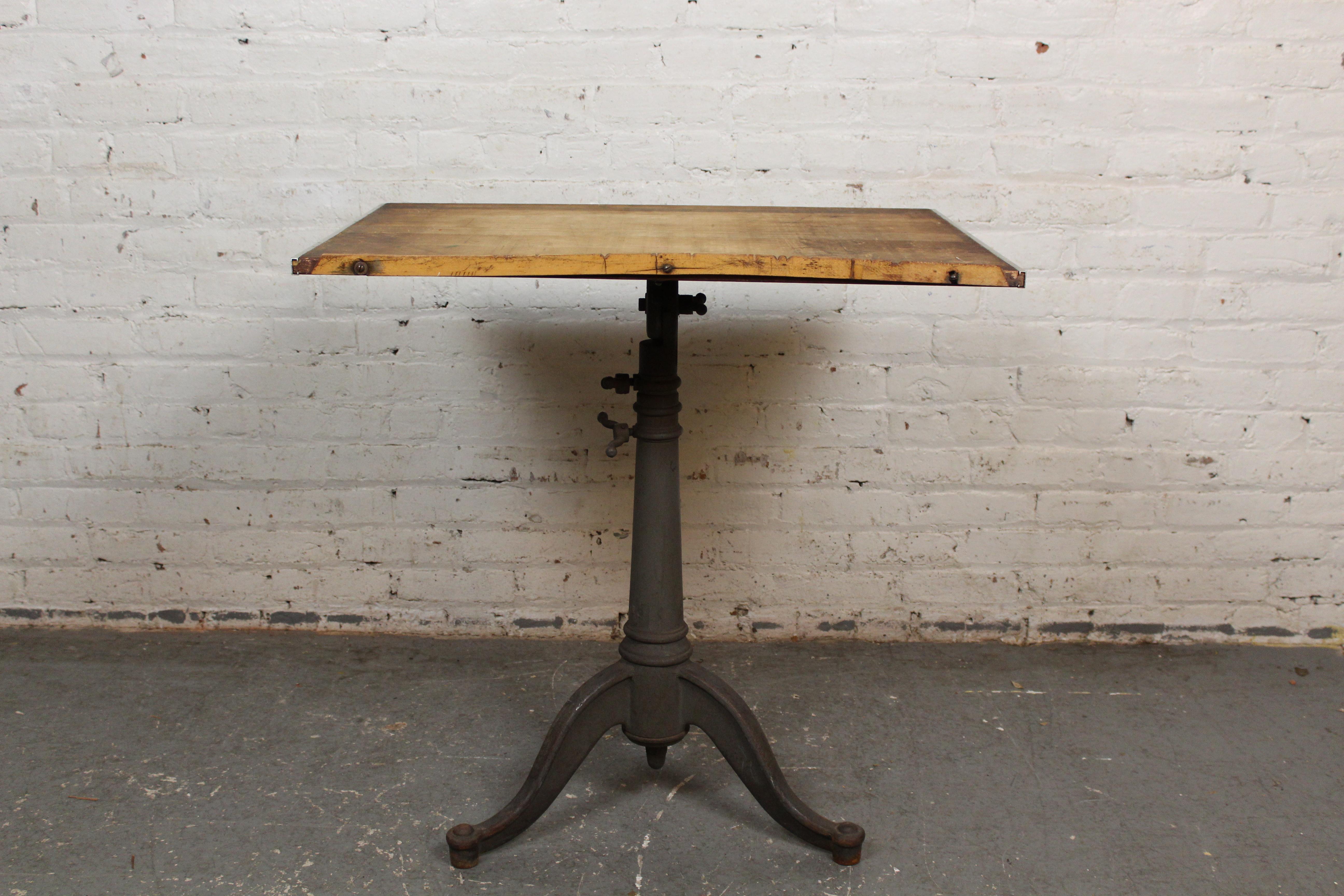 19th Century Antique Industrial Cast Iron Drafting Table For Sale