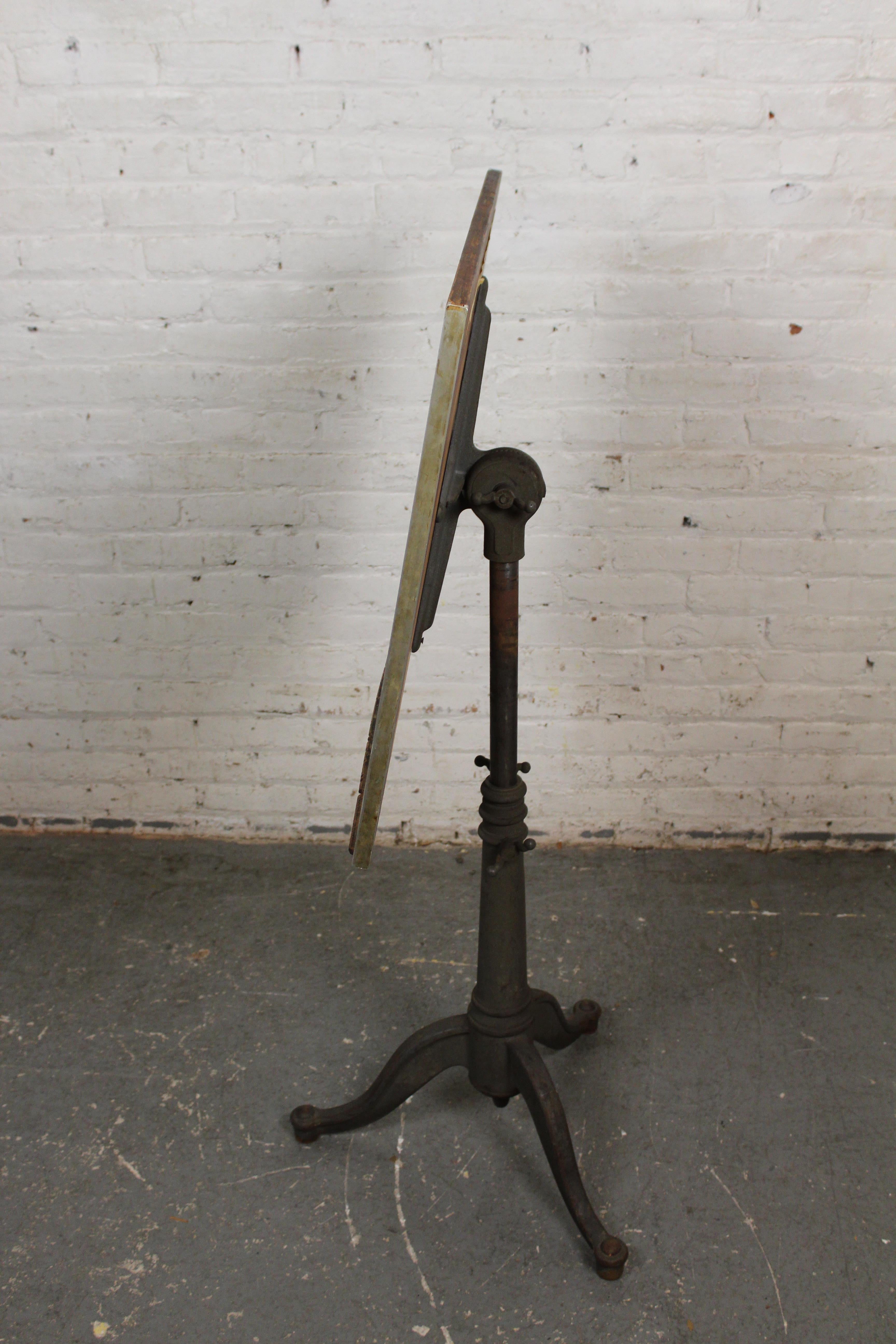 Antique Industrial Cast Iron Drafting Table For Sale 1