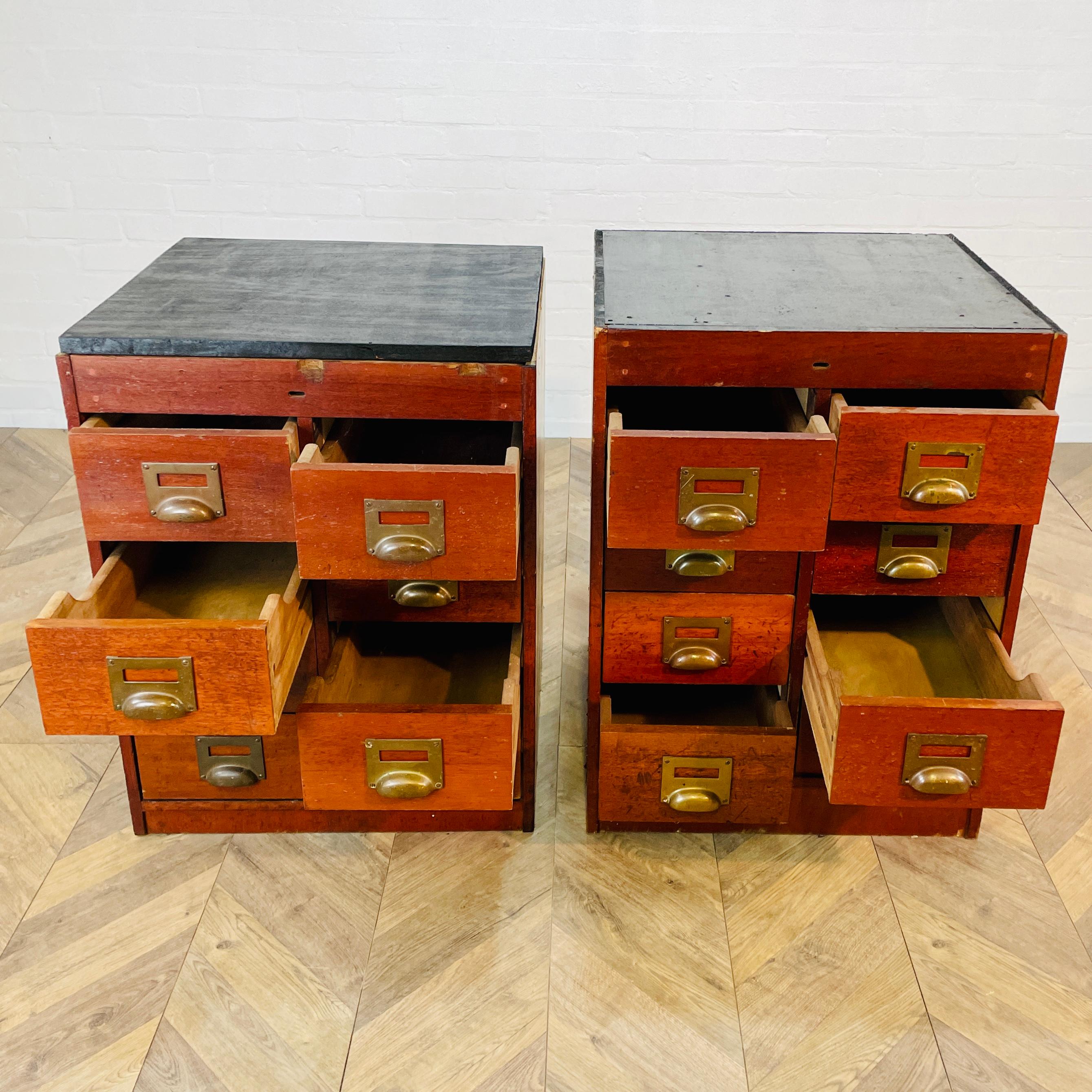 British Antique Industrial Chemists Drawers, Set of 2, 1900s For Sale