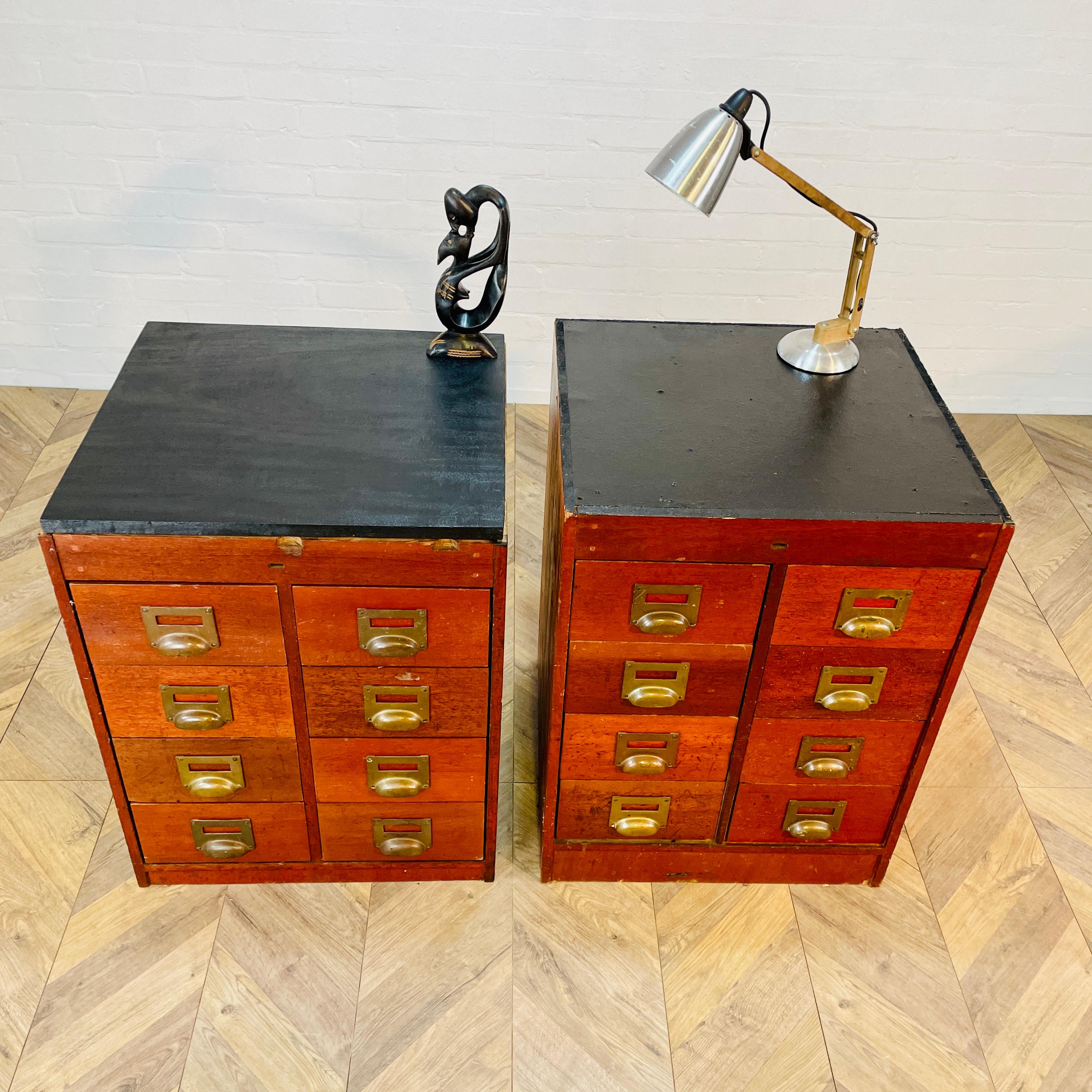 Oak Antique Industrial Chemists Drawers, Set of 2, 1900s For Sale