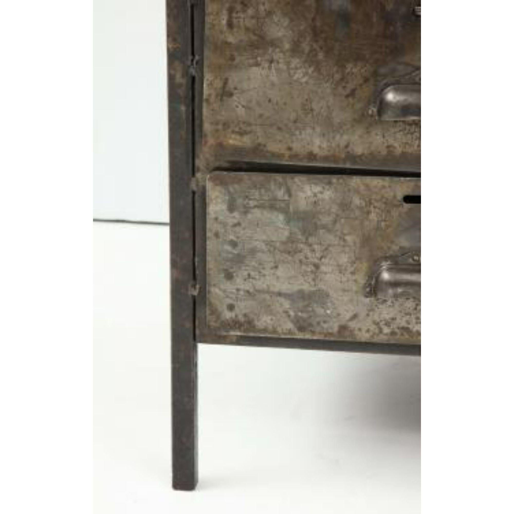 Antique Industrial Chest of Drawers in Metal and Chunky Wood Top, circa 1900 For Sale 6