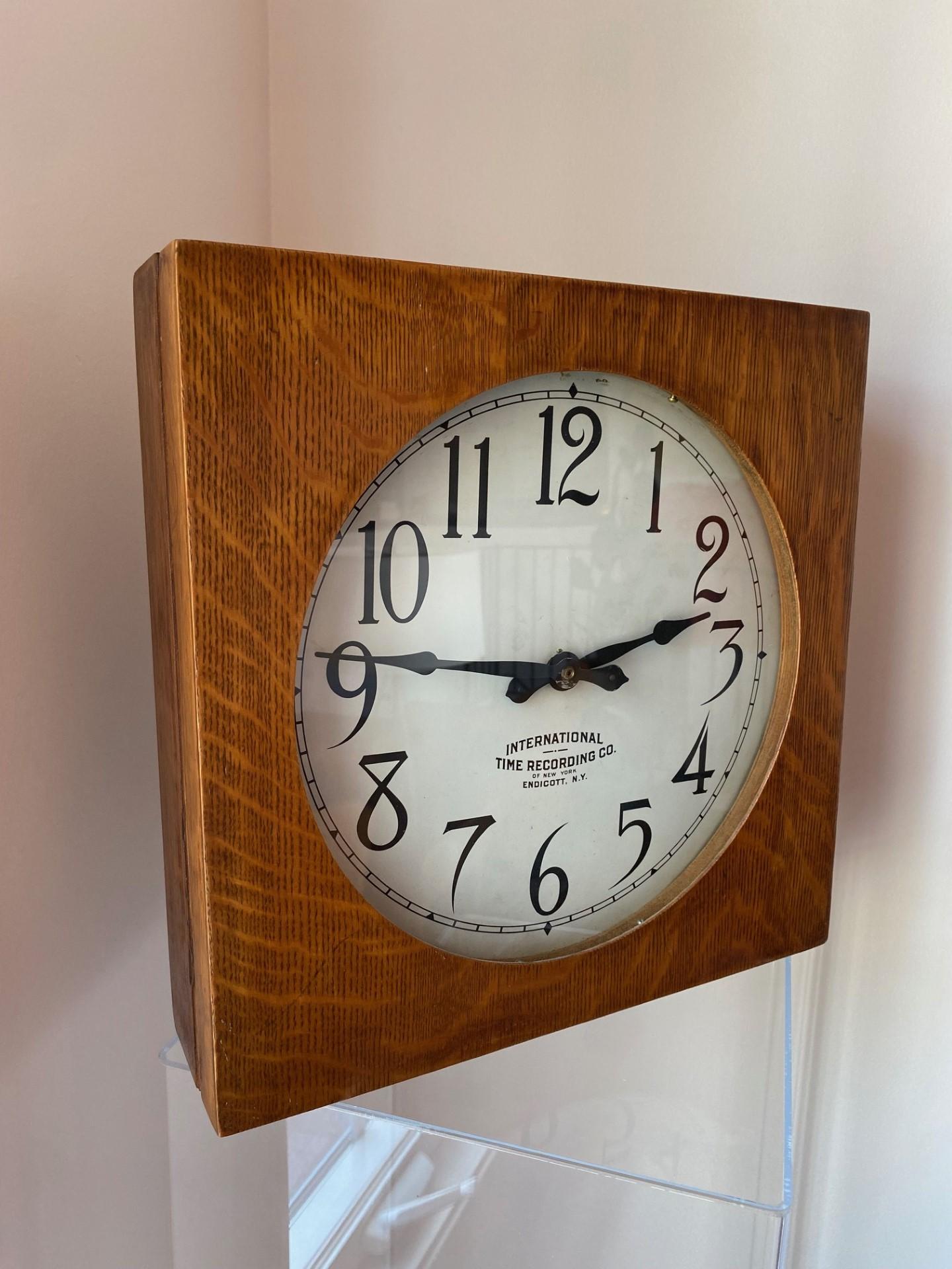 Cast Antique Industrial Clock from the International Time Recording Company 1920’s For Sale
