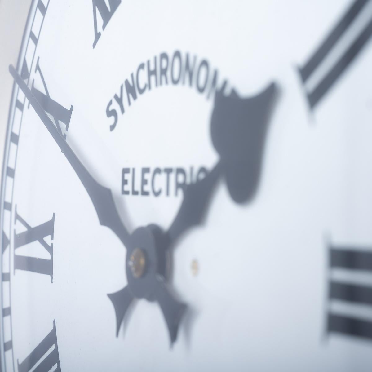 Antique Industrial Clock with Enamelled Steel Dial & Case by Synchronome 4