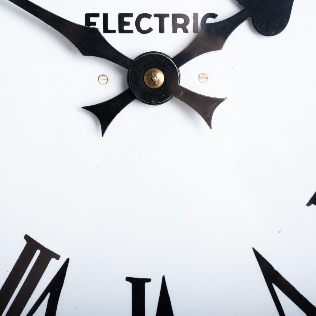 Antique Industrial Clock with Enamelled Steel Dial & Case by Synchronome 5