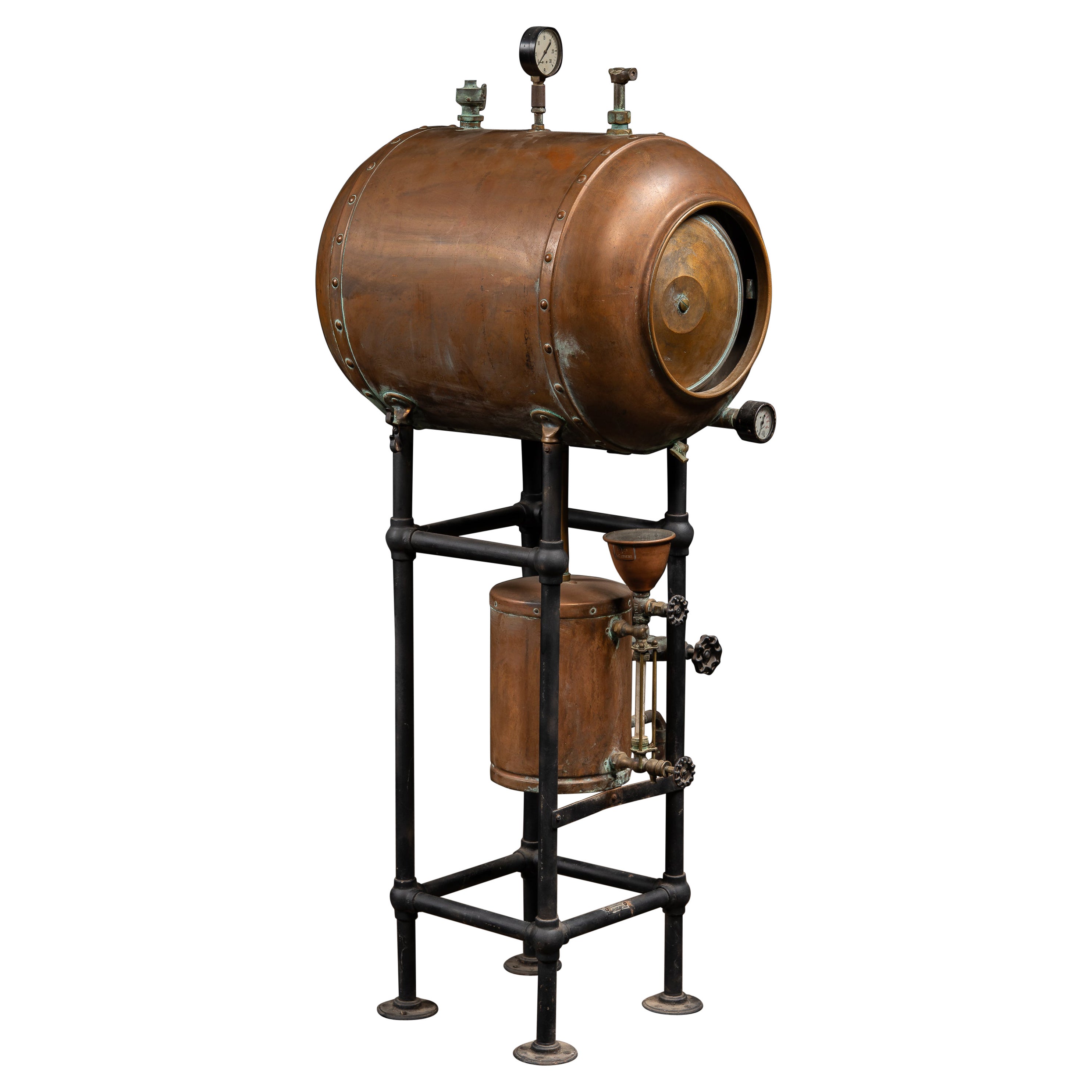 Antique Industrial Copper Pressure Vessel Apparatus