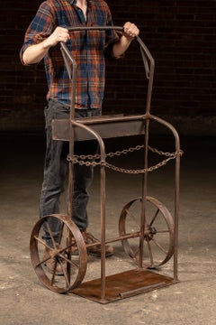 Antique Industrial Cylinder Cart with Chain Retainer