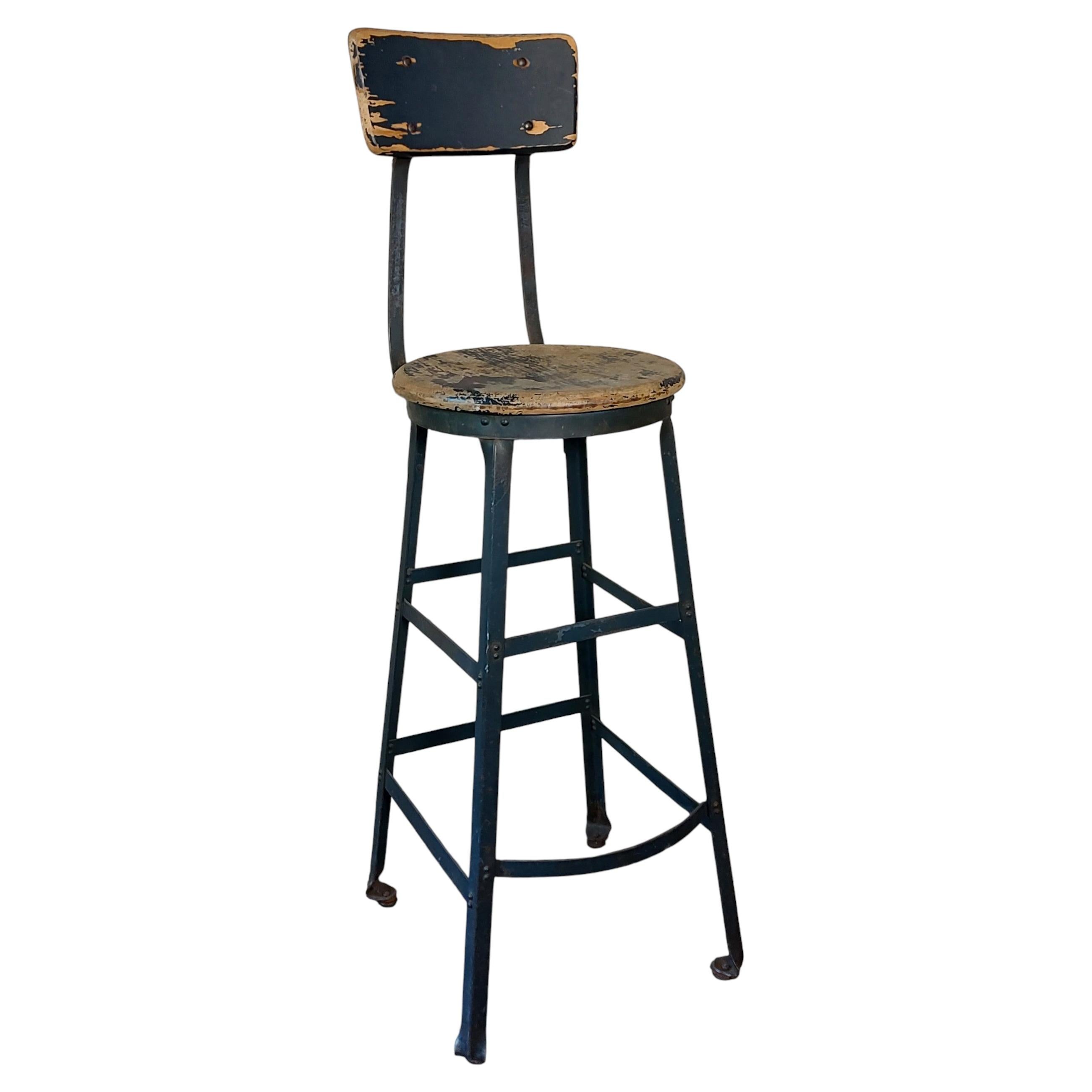 Antique Industrial Drafting / Bar Stool For Sale