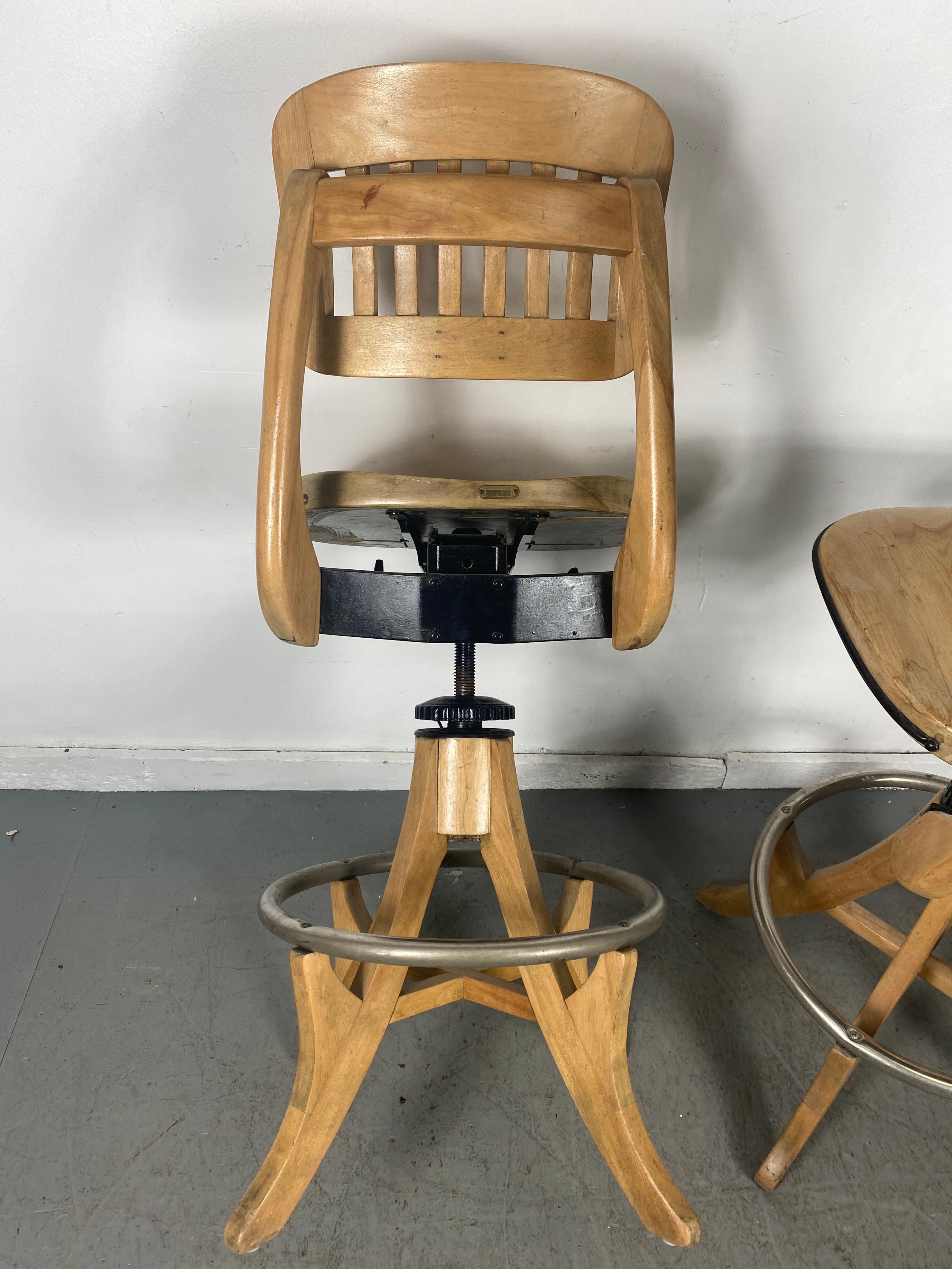 Mid-20th Century Antique Industrial Drafting Stool, Bar/ Counter by Sikes Chair Co. Buffalo