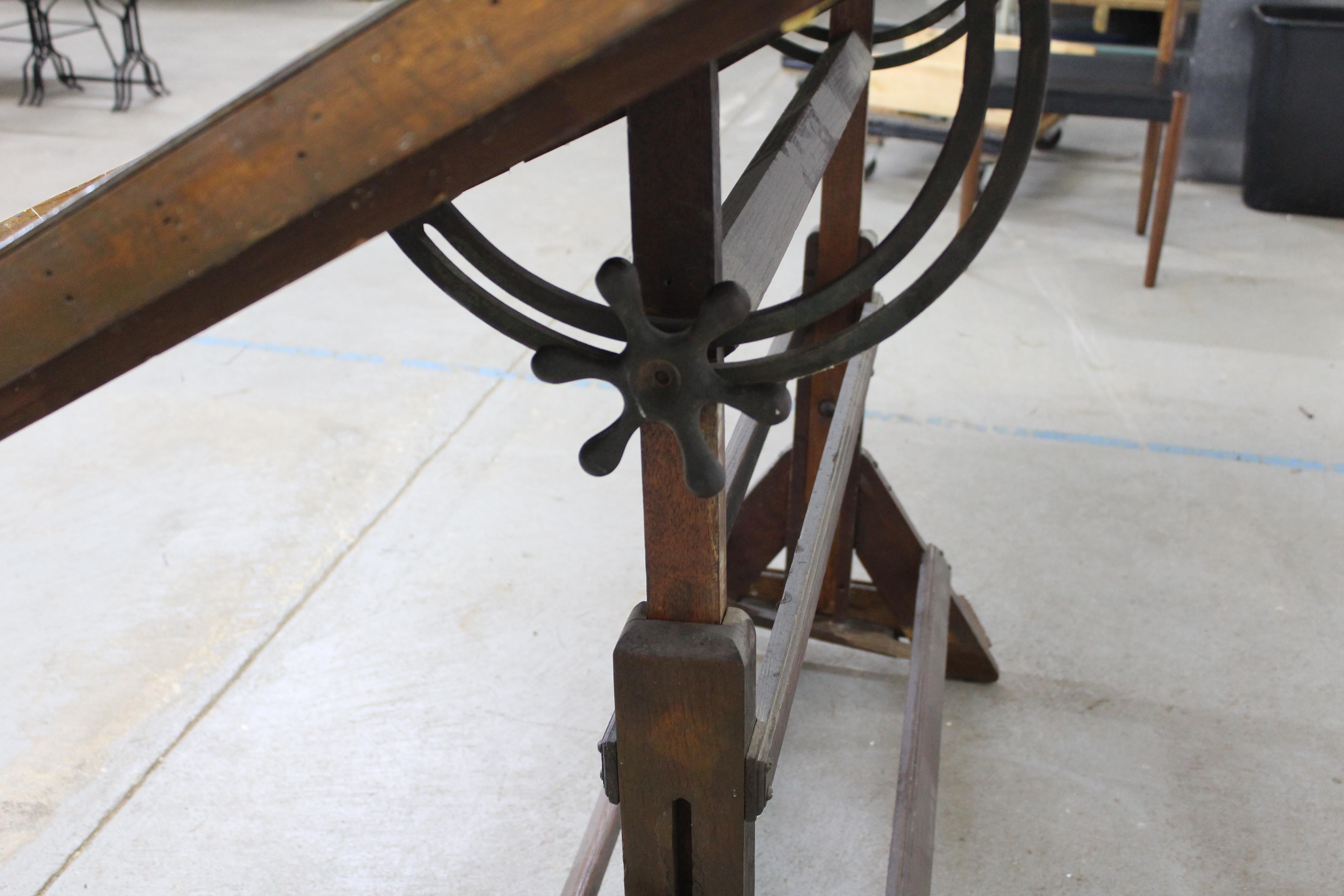 Driftwood Antique Industrial Drafting Table