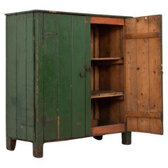 Antique Industrial Early 20th Century Wooden Two Door Painted Cupboard C.1900