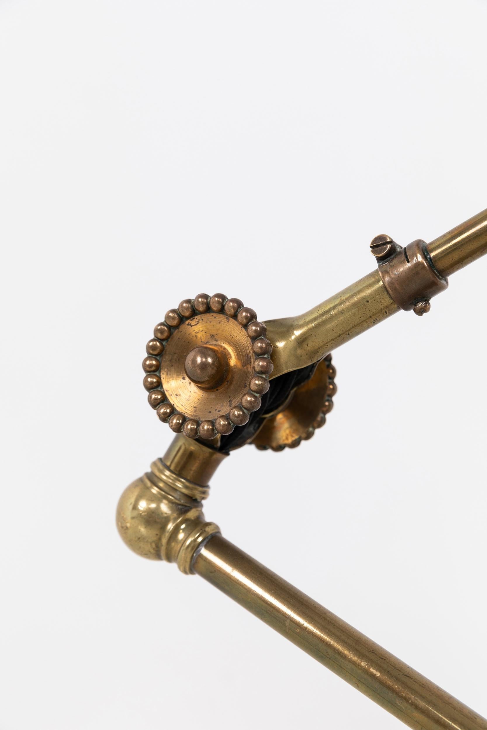 Antique Industrial Early Brass Dugdills Adjustable Desk Table Lamp, c.1910 In Fair Condition In London, GB