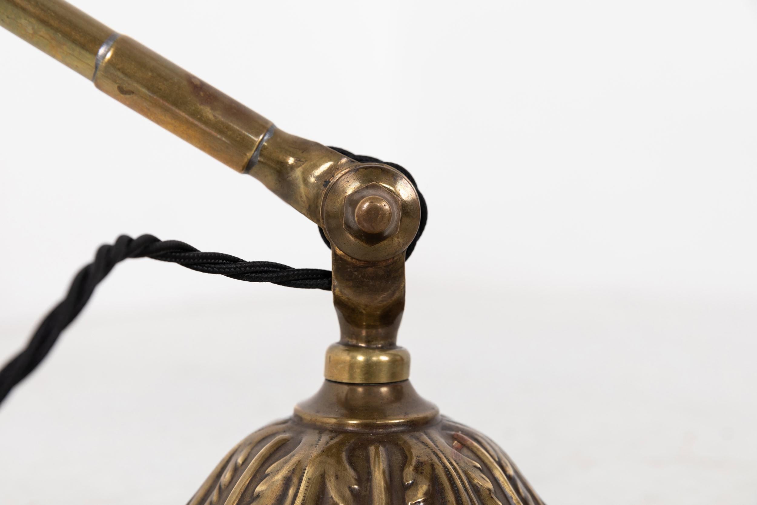 20th Century Antique Industrial Early Brass Dugdills Adjustable Desk Table Lamp, c.1910