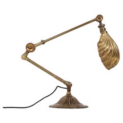 Antica lampada da tavolo regolabile in ottone Dugdills, A.C.I. 1910