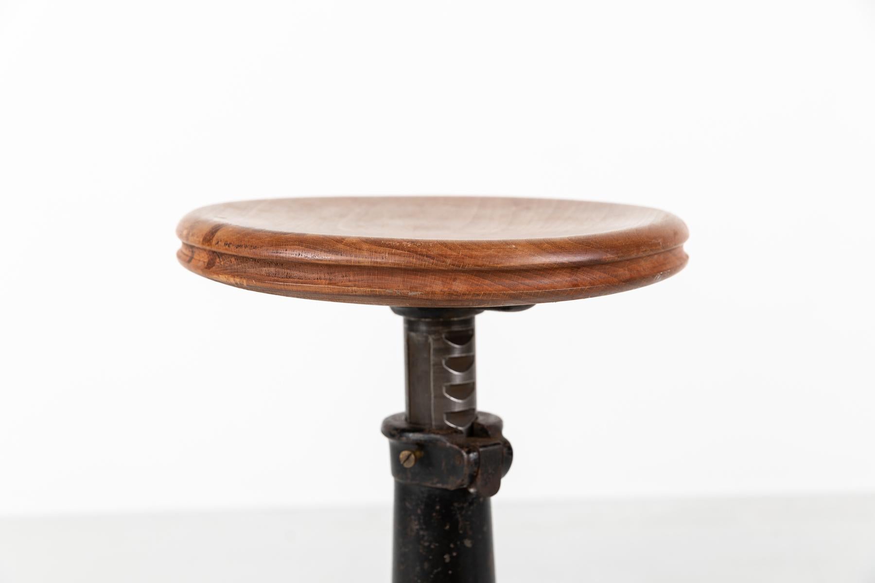 Cast Antique Industrial Early Claw Foot Simanco Singer Factory Stool, C.1900