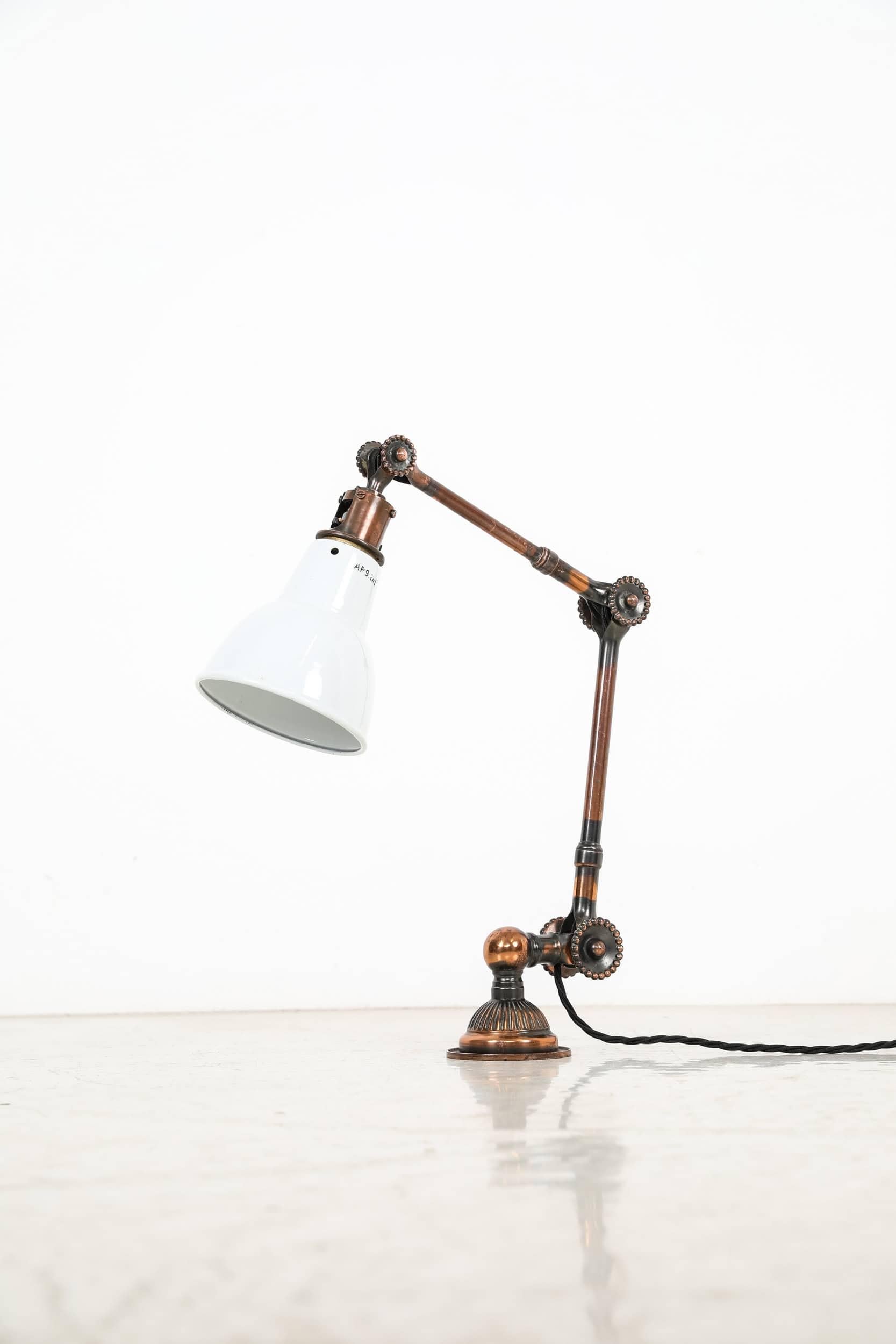English Antique Industrial Early Copper Dugdills Machinist's Wall Lamp, c.1920 For Sale