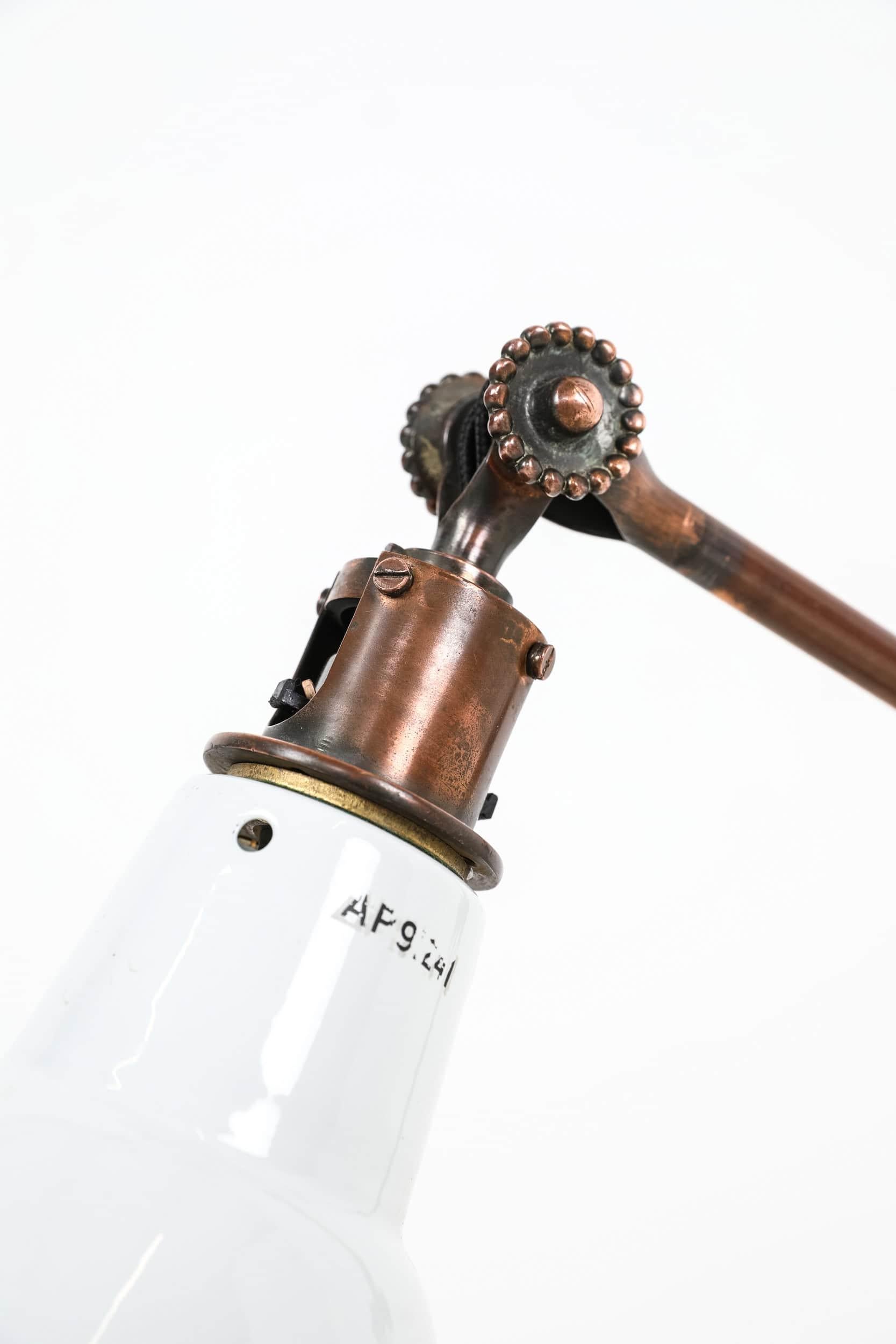 Early 20th Century Antique Industrial Early Copper Dugdills Machinist's Wall Lamp, c.1920 For Sale