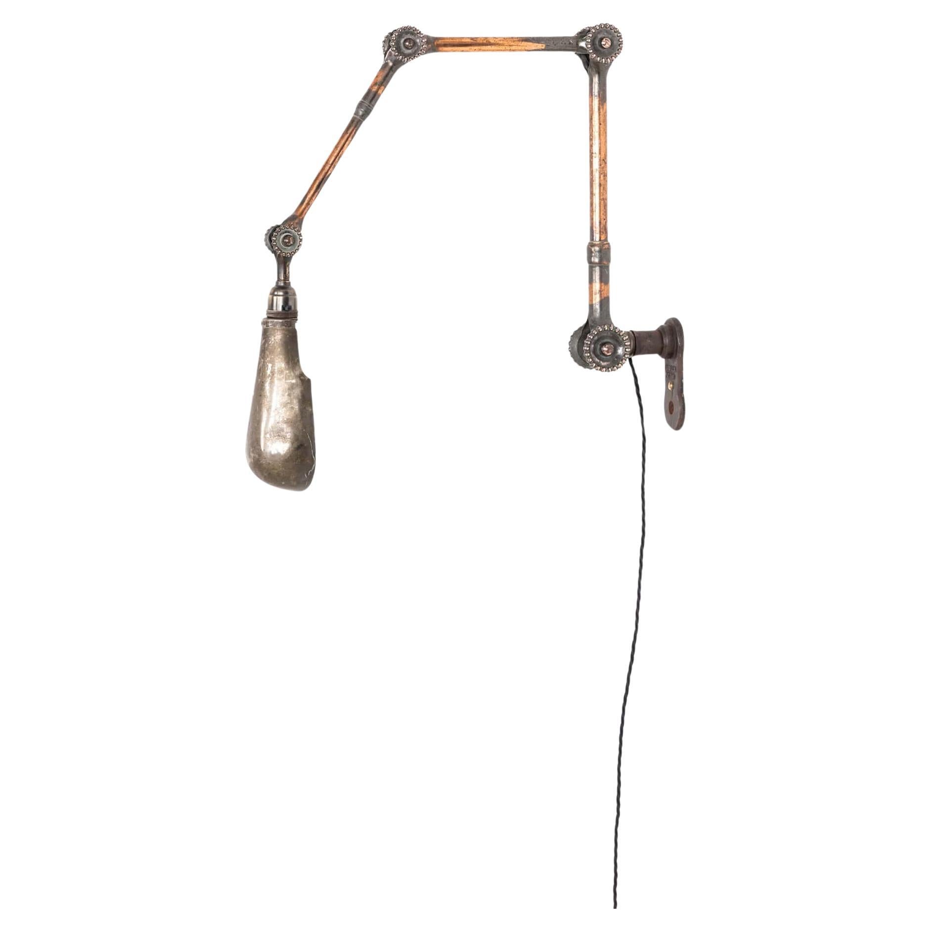Antique Industrial Early Copper Dugdills Machinist
s Wall Lamp, c.1920