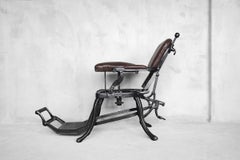 Antique Industrial Empire Openwork Adjustable Barber's Chair, 1900s