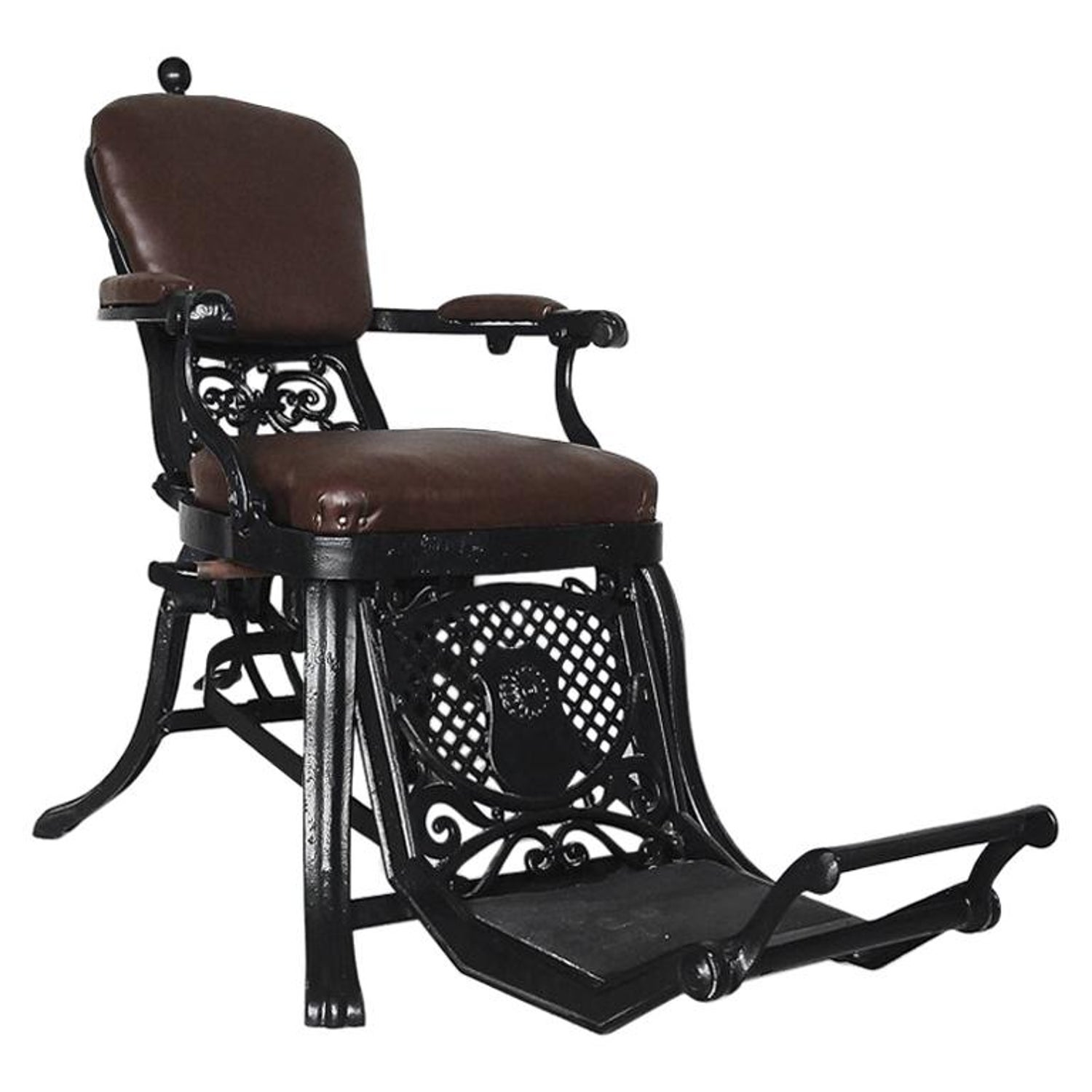 Antique Industrial Empire Openwork Adjustable Barber S Chair 1900s