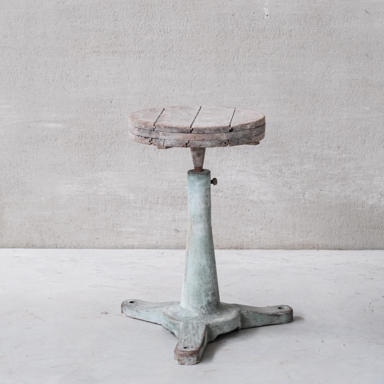 A heavy duty industrial rotating stand. 

Ideal as a sculpture or art stand. 

England, c1930s. 

By repute from the Royal Doulton Factory. 

One of two available at the time of listing. The other being sold via a separate listing. 

Location: