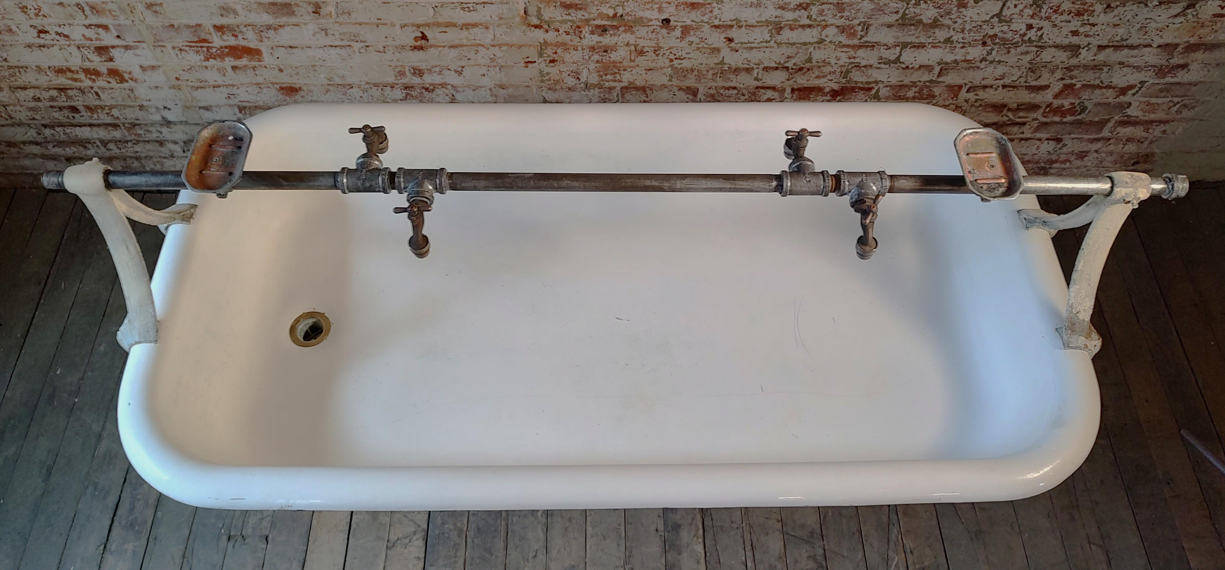 20th Century Antique Industrial Factory Trough Sink For Sale