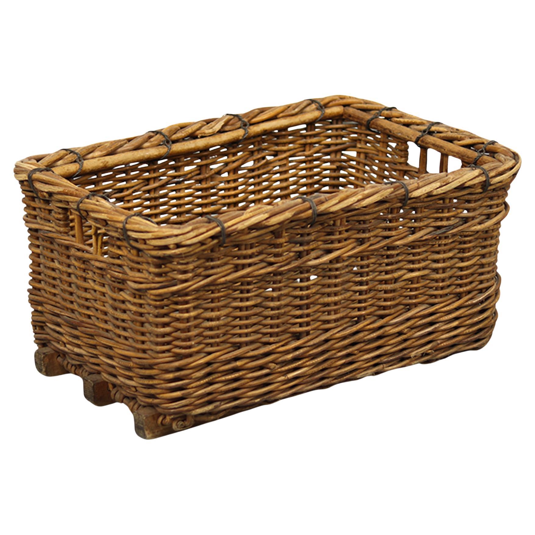 Antique Industrial Factory Wicker Basket