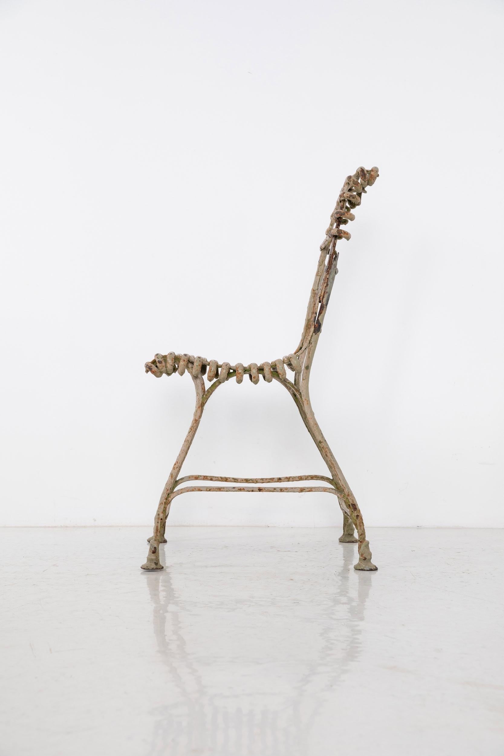 XX secolo Antique French Industrial 'Arras' Region Blacksmith Made Wrought Iron Chair 1900 in vendita