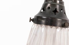 Antique French, lampada da scrivania in nichel Holophane dei primi del '900 C.C.