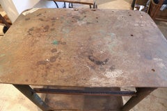 Antique Industrial French Iron Worktable Counter Bar
