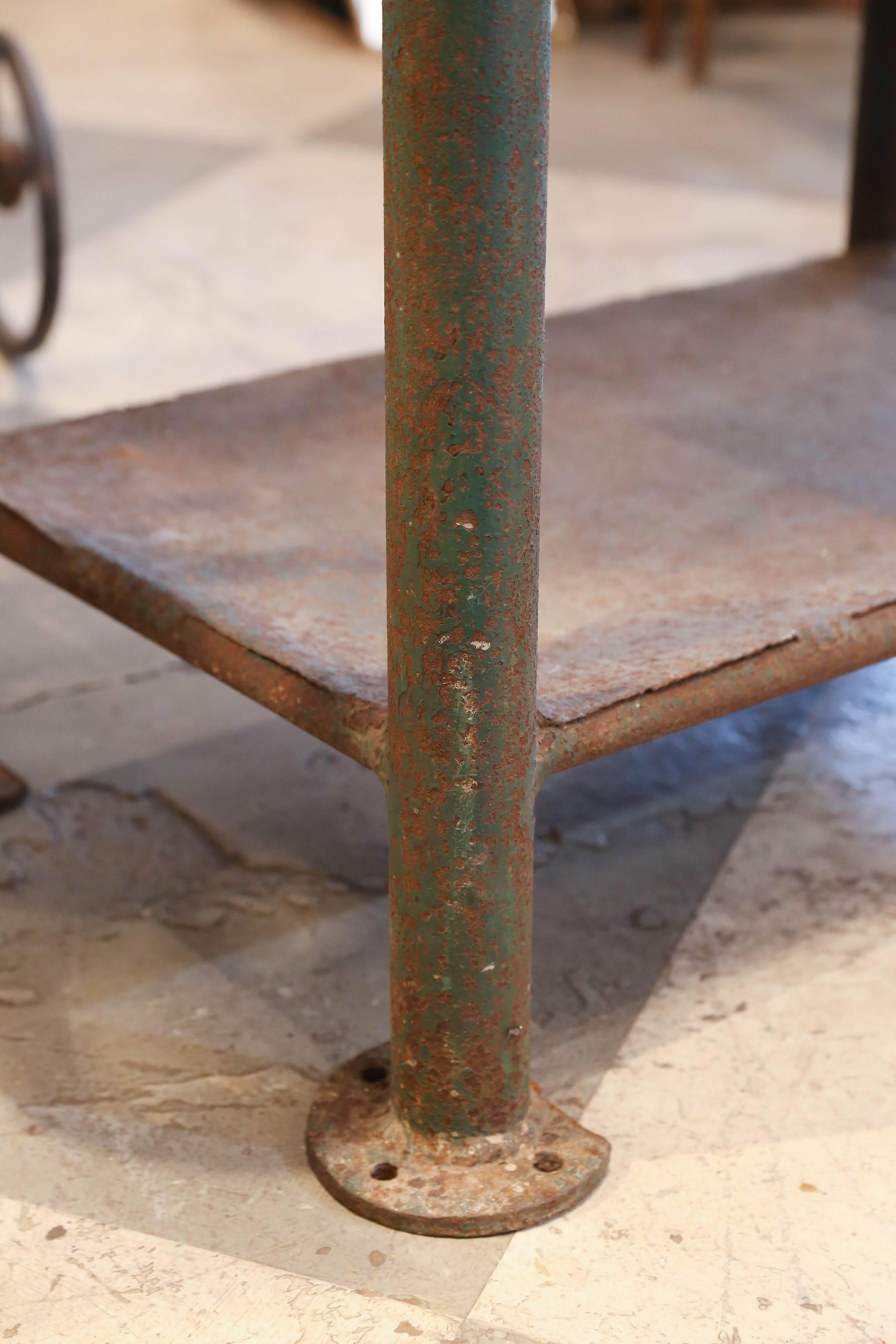 Antique Industrial French Iron Worktable Counter Bar 1