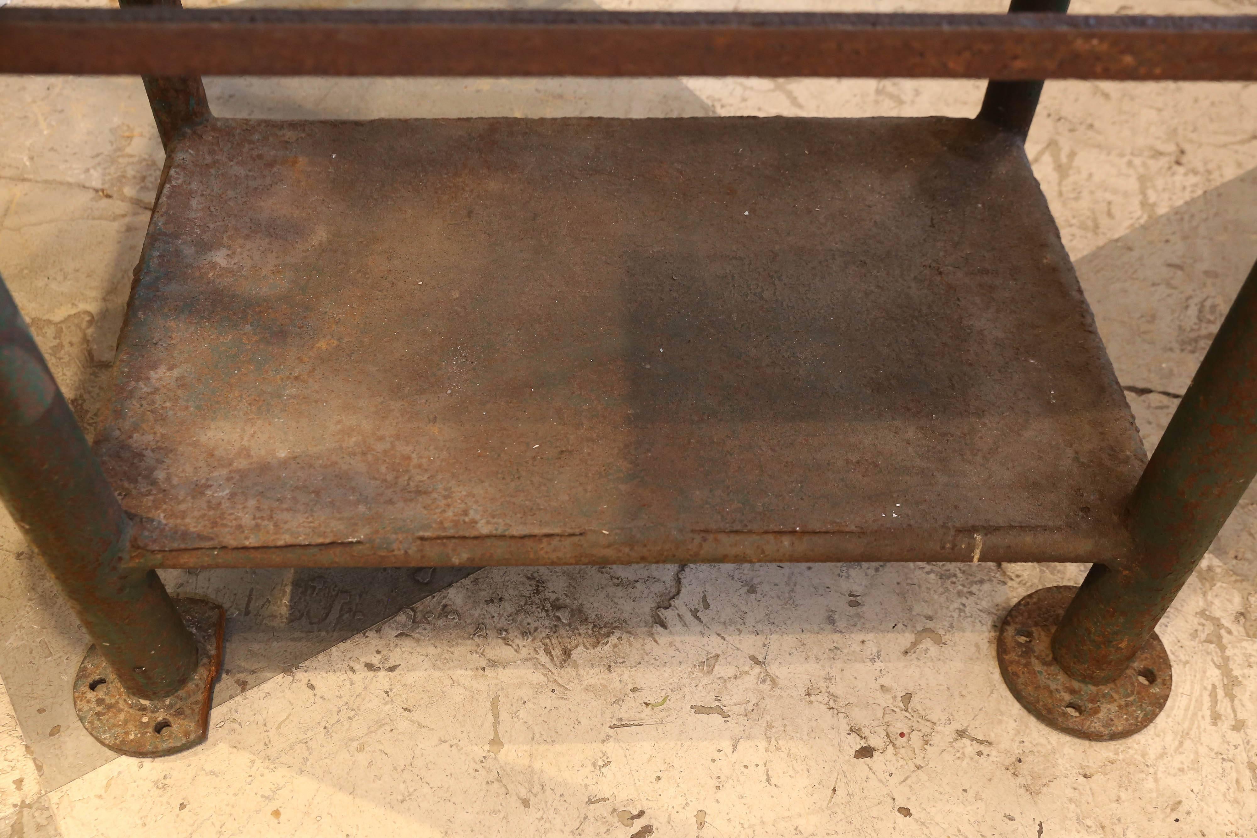 Antique Industrial French Iron Worktable Counter Bar 2