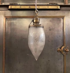 Antique Industrial Frosted Teardrop Pendant Light