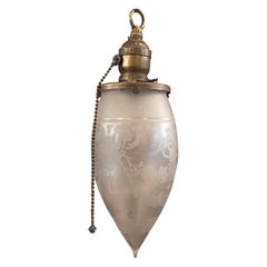 Antique Industrial Frosted Teardrop Pendant Light