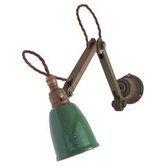Antique Industrial Green Enamel Adjustable Wall Kitchen Task Light Sconce
