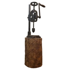 Antique Industrial Hand Crank Iron Drill Press