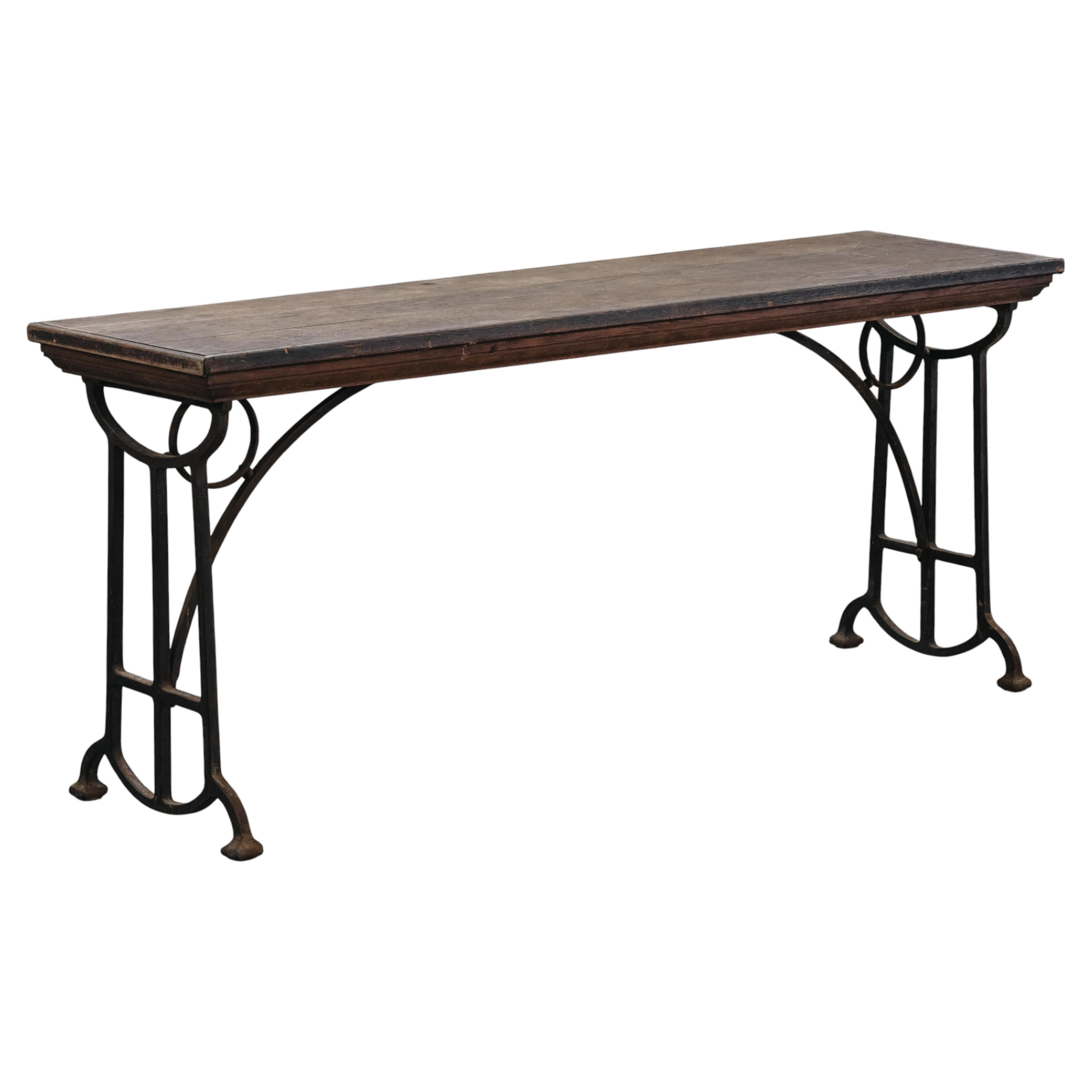 Antique Industrial Iron Console Table From France, Circa 1920