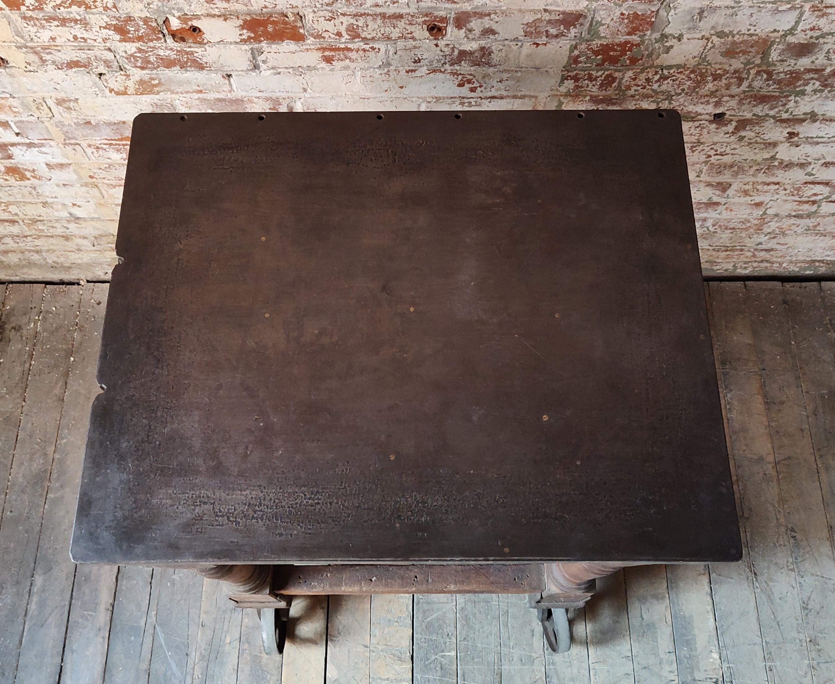 20th Century Antique Industrial Island / Bar Rolling Table For Sale