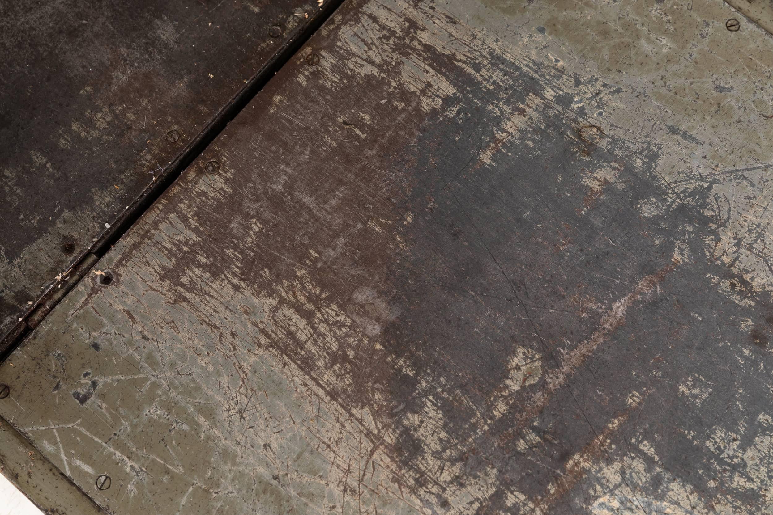 Antique Industrial Large Painted Wooden Tool Chest Trunk Box, C.1940 For Sale 5