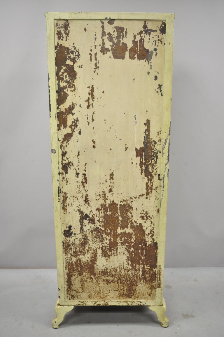 Antique Industrial Metal and Glass Medical Storage Dental Tall Bathroom