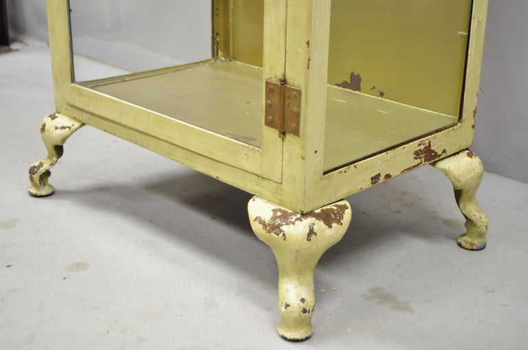 Antique Industrial Metal and Glass Medical Storage Dental Tall Bathroom