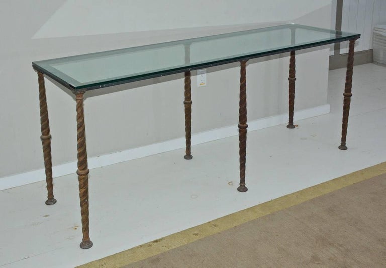 Antique Industrial Metal Base Console Table Or Desk For At 1stdibs Console Table Or Desk For Metal Base Made From Antique Iron Barades With Twist Pattern Can Be Used Stone