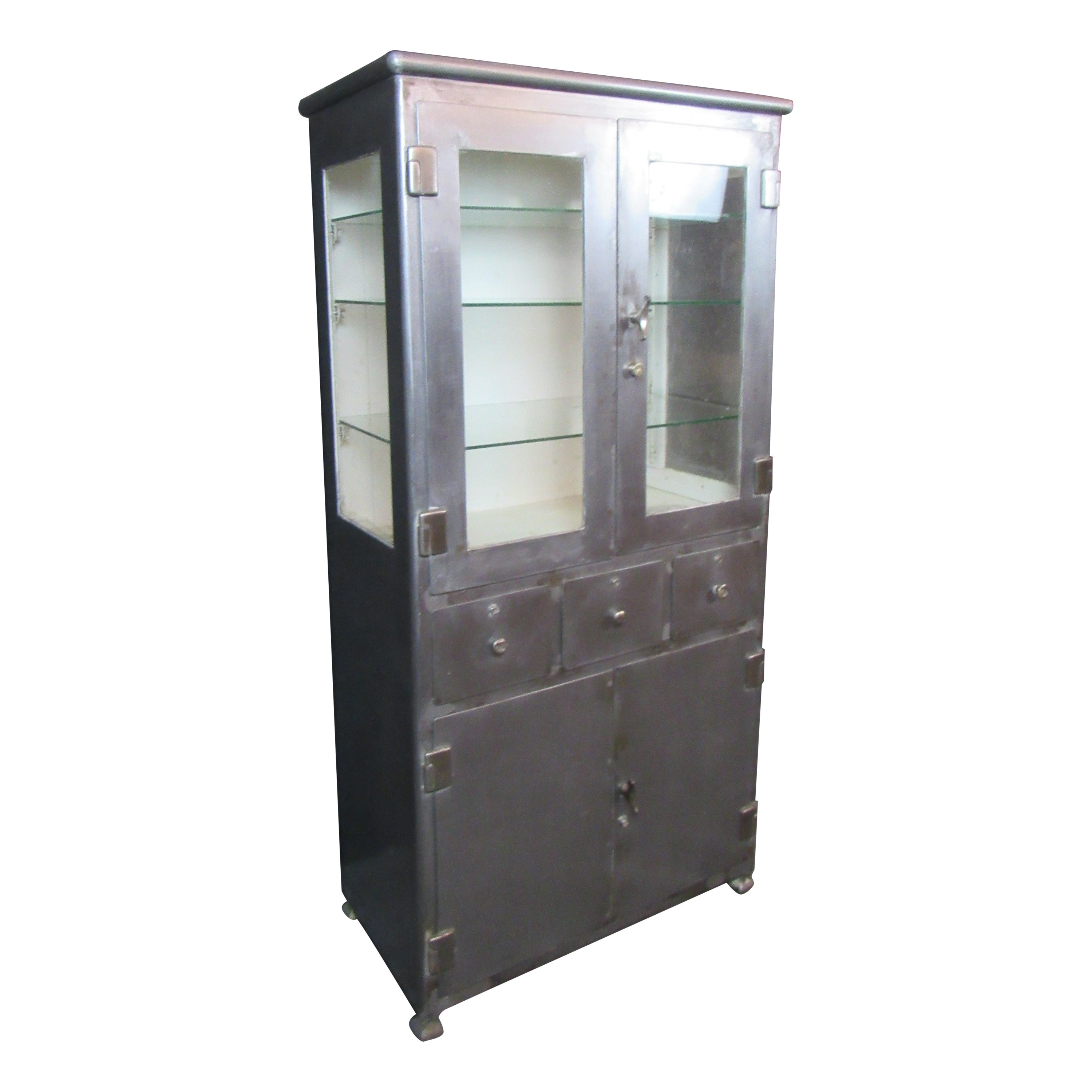 Antique Industrial Metal Medical Hutch